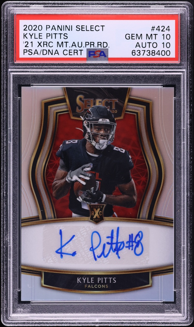 2020 Select '21 XRC Mystery Prizm Redemption Kyle Pitts ROOKIE AUTO DNA 10 /99 #424 PSA 10 GEM