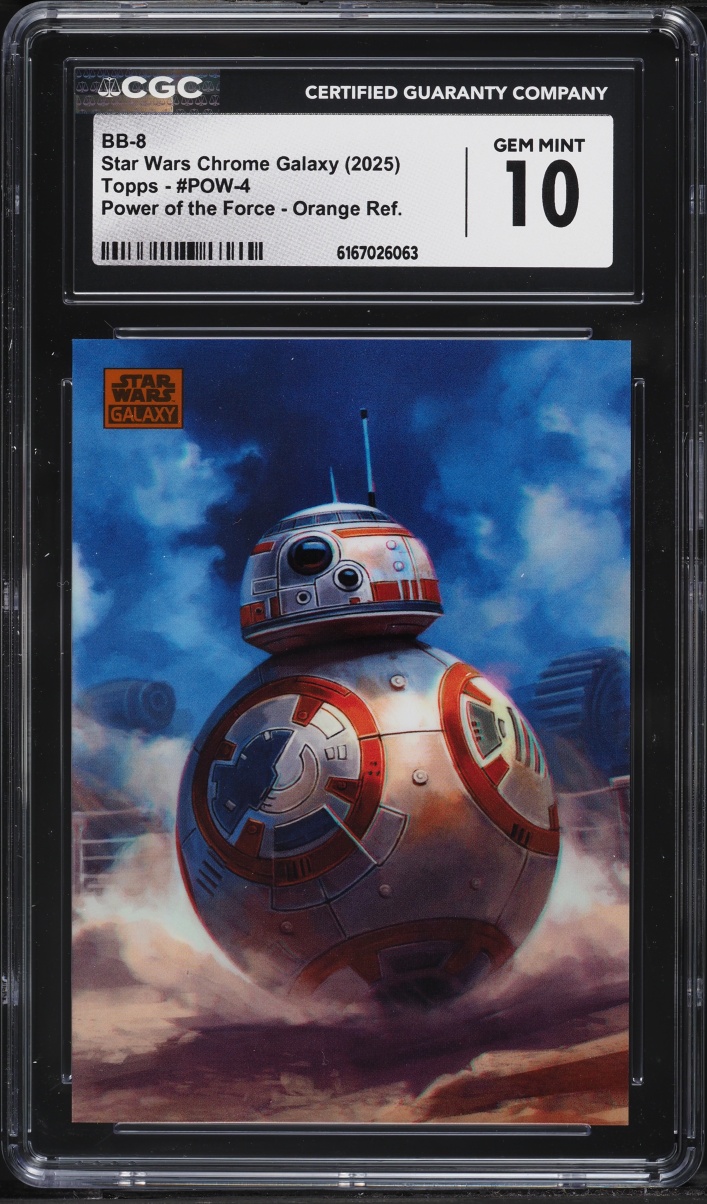 2025 Topps Star Wars Chrome Galaxy Power Of The Force Orange Refractor BB-8 /25 #POW-4 CGC 10