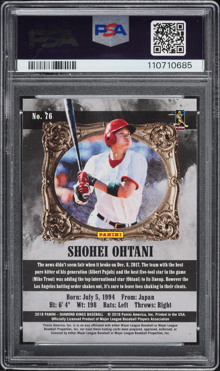 2018 Panini Diamond Kings Sepia Artist's Proof Gold Shohei Ohtani ROOKIE /99 PSA 10 GEM MINT