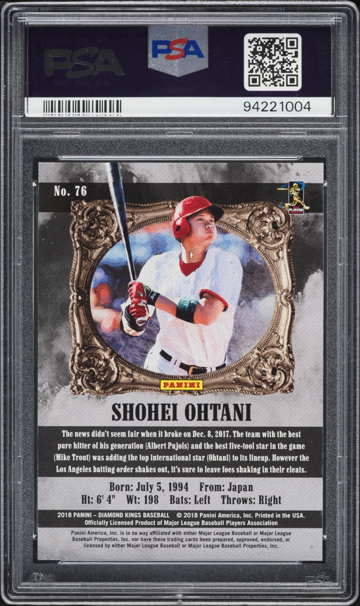 2018 Panini Diamond Kings Sepia Artist's Proof Gold Shohei Ohtani ROOKIE /99 PSA 10 GEM MINT