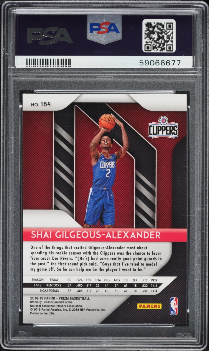 2018 Panini Prizm Shai Gilgeous-Alexander ROOKIE #184 PSA 9 MINT