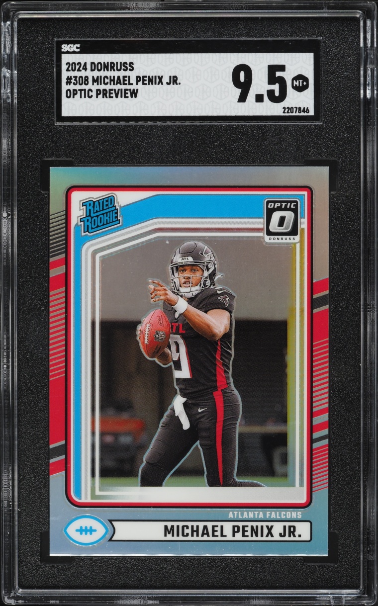 2024 Donruss Optic Preview Holo Prizm Michael Penix Jr. ROOKIE #308 SGC 9.5 MINT+