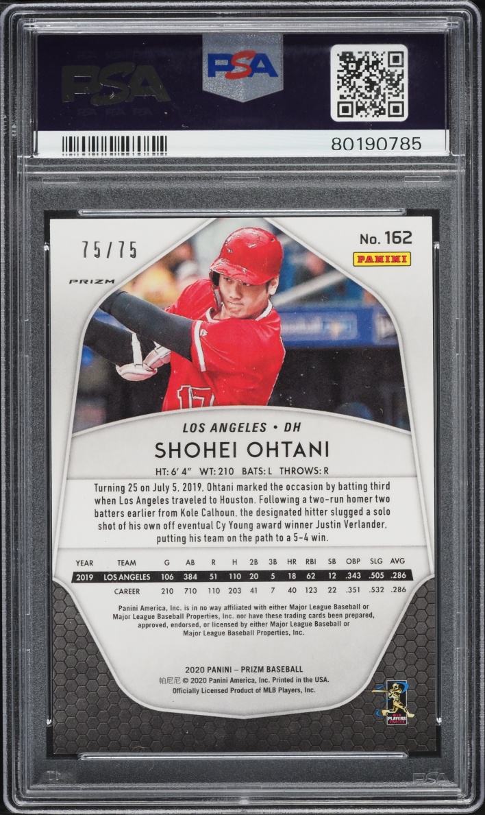 2020 Panini Prizm Power Plaid Shohei Ohtani 75/75 #162 PSA 10 GEM MINT