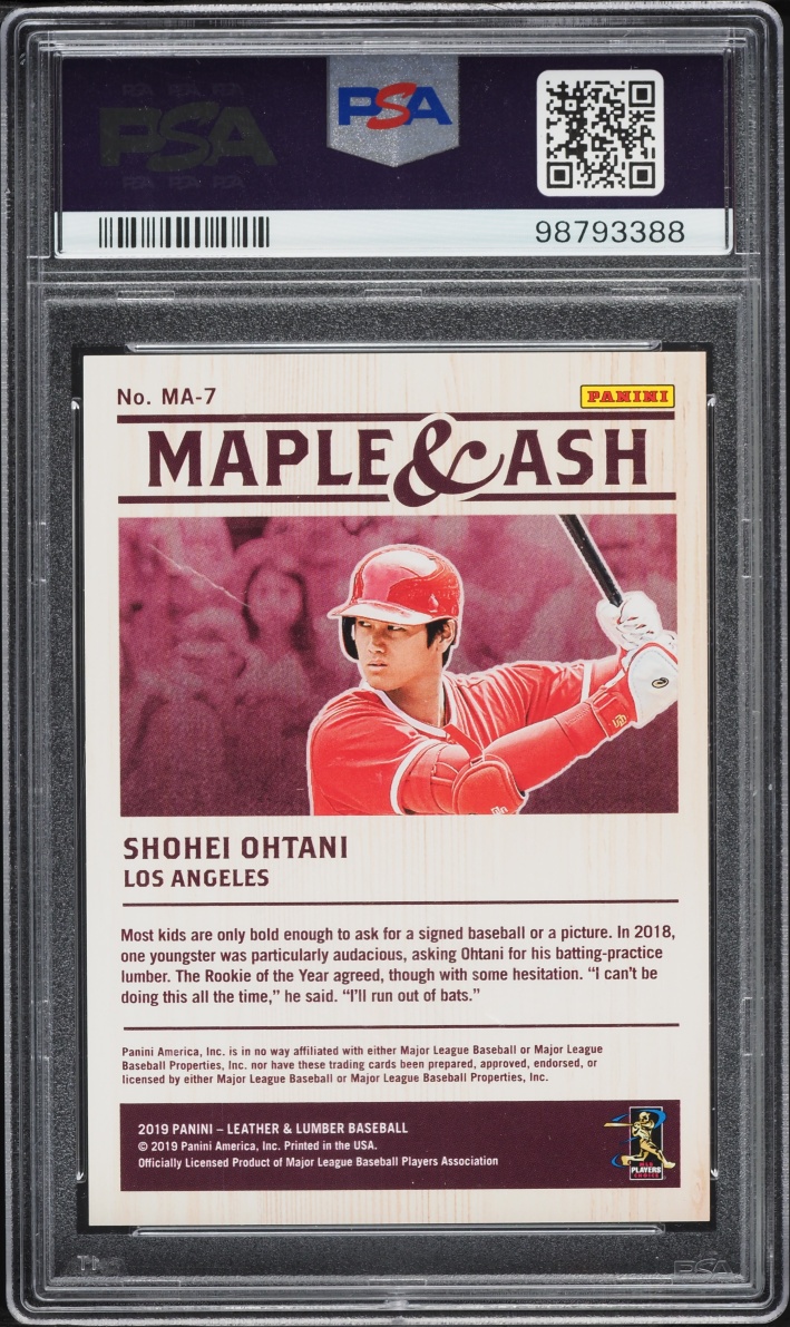 2019 Panini Leather & Lumber Maple & Ash Holo Silver Shohei Ohtani /25 #MA-7 PSA 10 GEM MINT