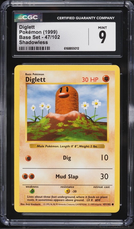 1999 Pokemon Base Set Shadowless Diglett #47 CGC 9 MINT