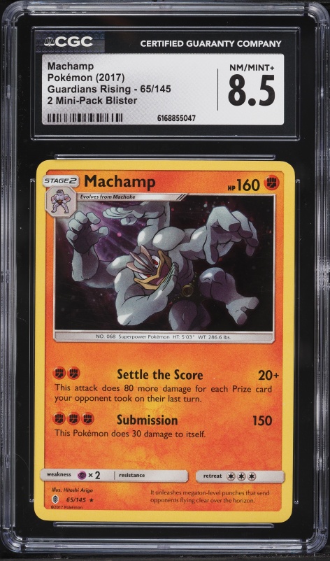 2017 Pokemon Sun & Moon Black Star Promo Guardians Rising Machamp #65 CGC 8.5 NM-MT+