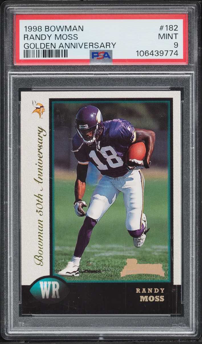 1998 Bowman Golden Anniversary Randy Moss ROOKIE /50 #182 PSA 9 MINT