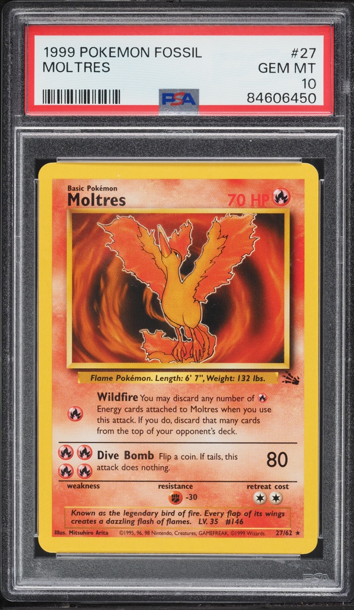 1999 Pokemon Fossil Moltres #27 PSA 10 GEM MINT