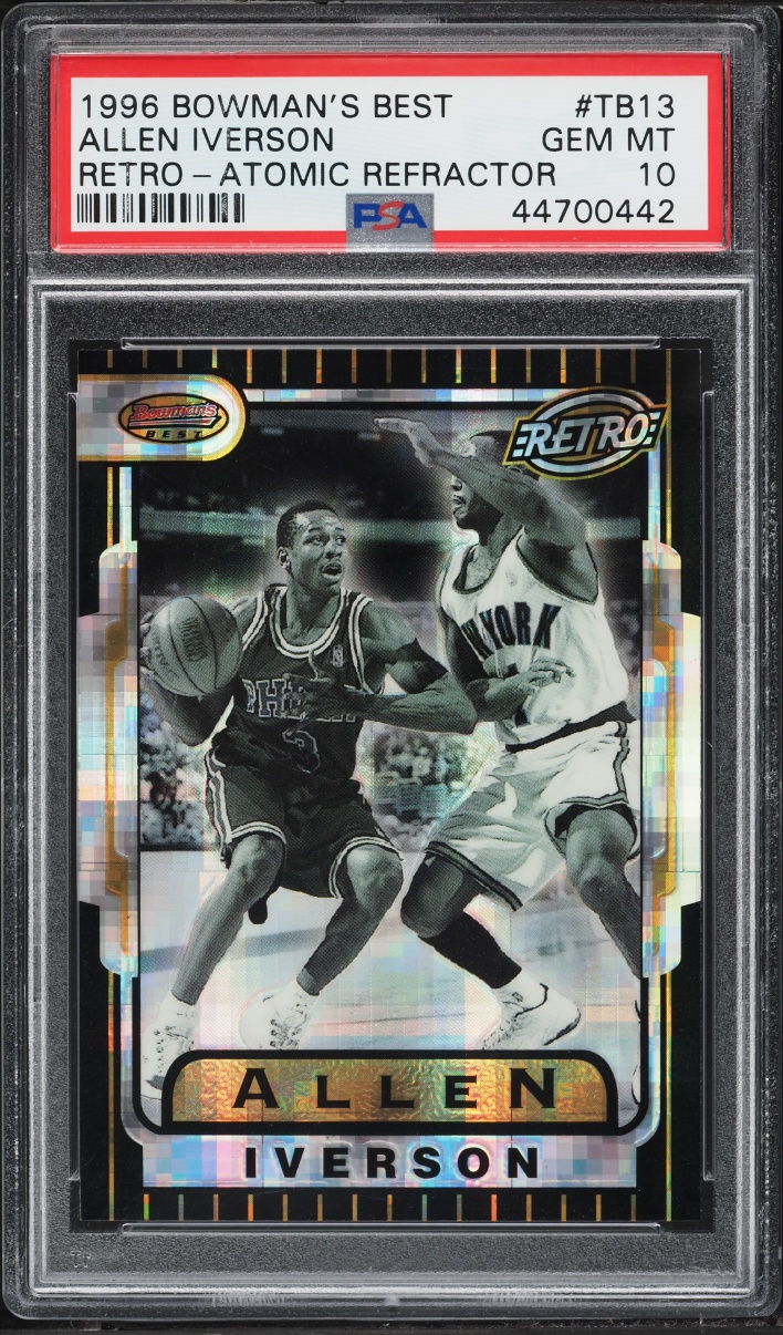 1996 Bowman's Best Retro Atomic Refractor Allen Iverson #TB13 PSA 10 GEM MINT