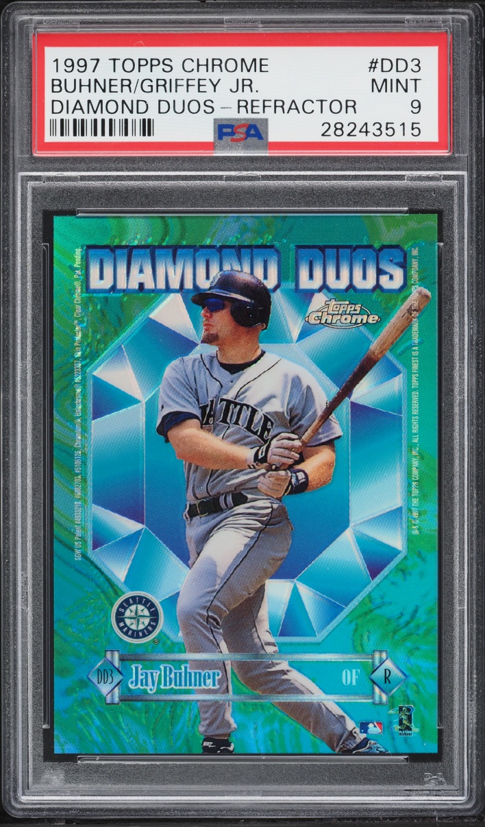 1997 Topps Chrome Diamond Duos Refractor Ken Griffey Jr. Jay Buhner #DD3 PSA 9 MINT