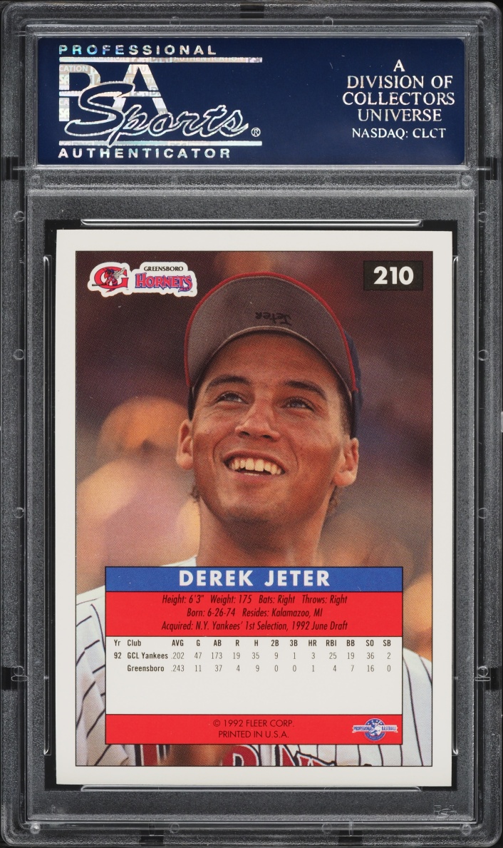1992 Fleer Excel Derek Jeter ROOKIE #210 PSA 10 GEM MINT