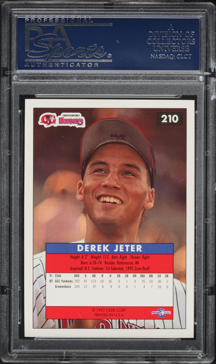 1992 Fleer Excel Derek Jeter ROOKIE #210 PSA 10 GEM MINT