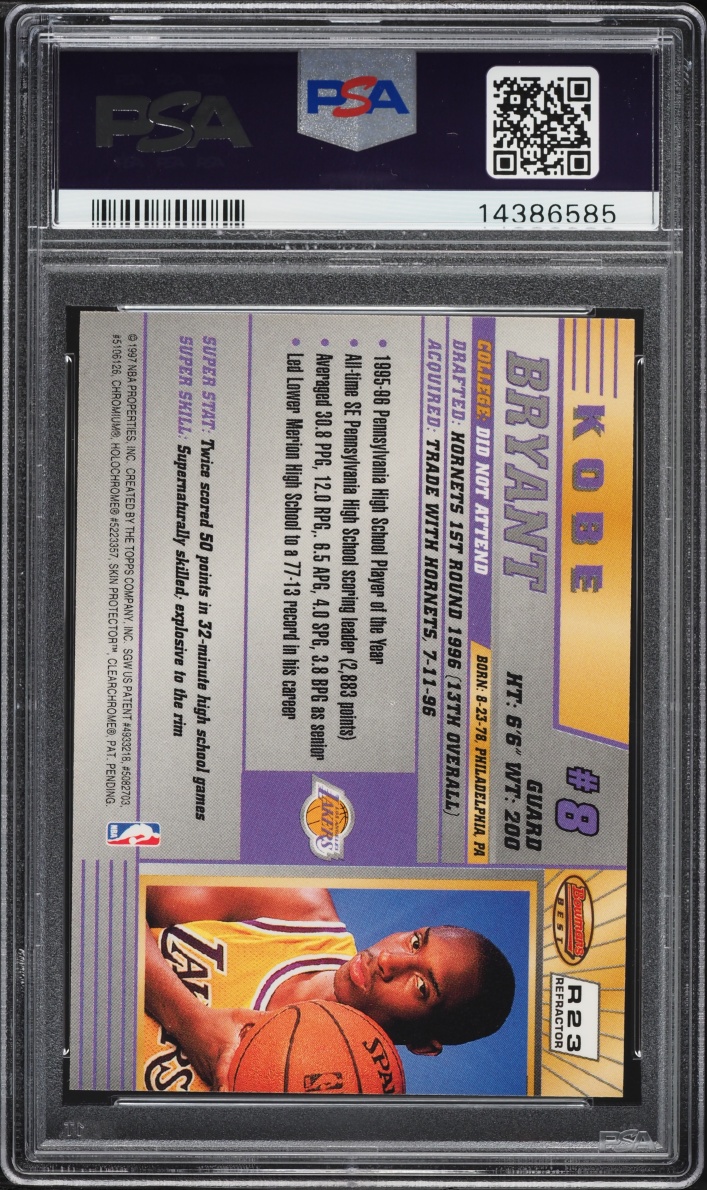 1996 Bowman's Best Refractor Kobe Bryant ROOKIE #R23 PSA 9 MINT