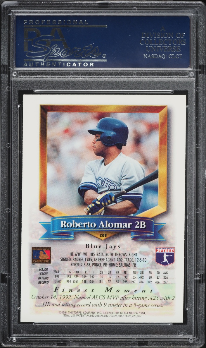 1994 Finest Refractor Roberto Alomar #205 PSA 9 MINT