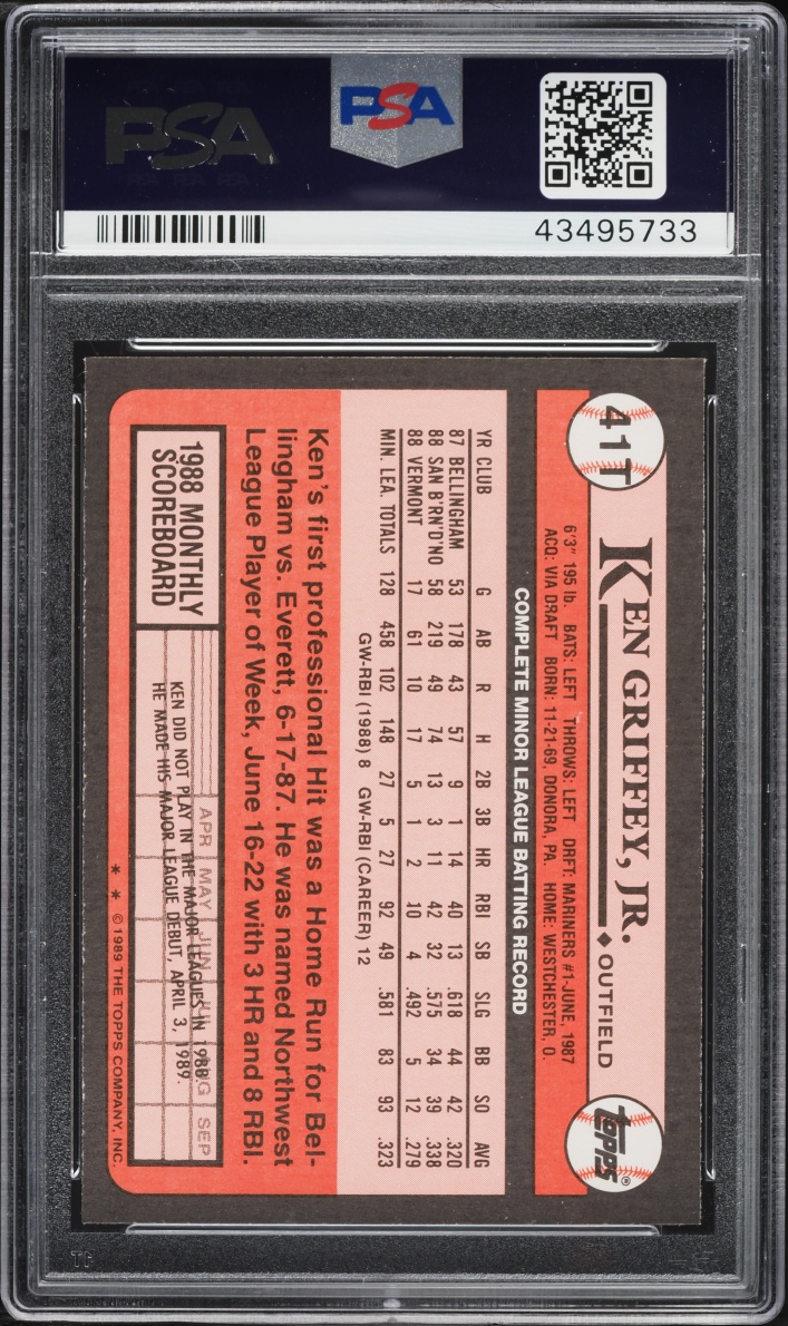 1989 Topps Traded Ken Griffey Jr. ROOKIE #41T PSA 10 GEM MINT