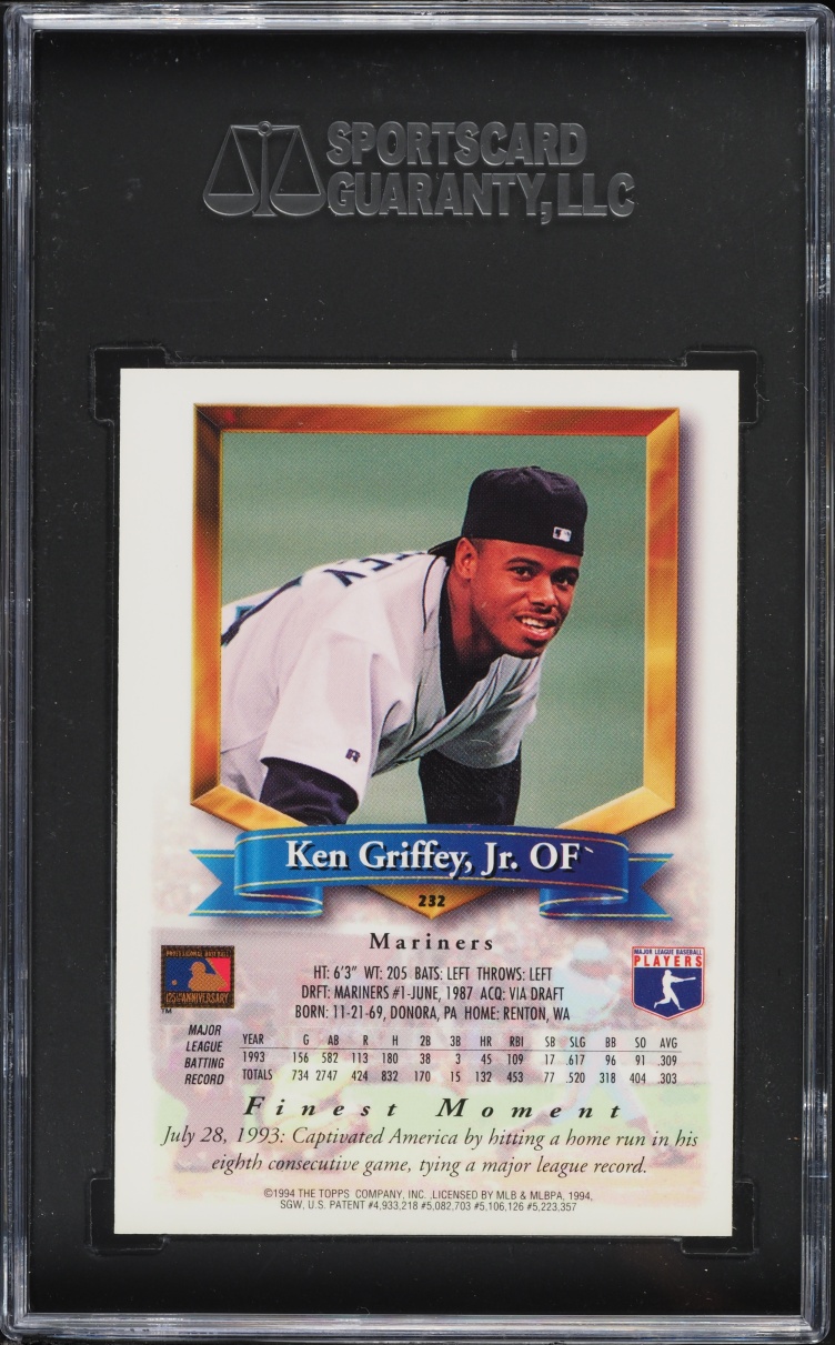 1994 Finest Refractor Ken Griffey Jr. #232 SGC 9 MINT