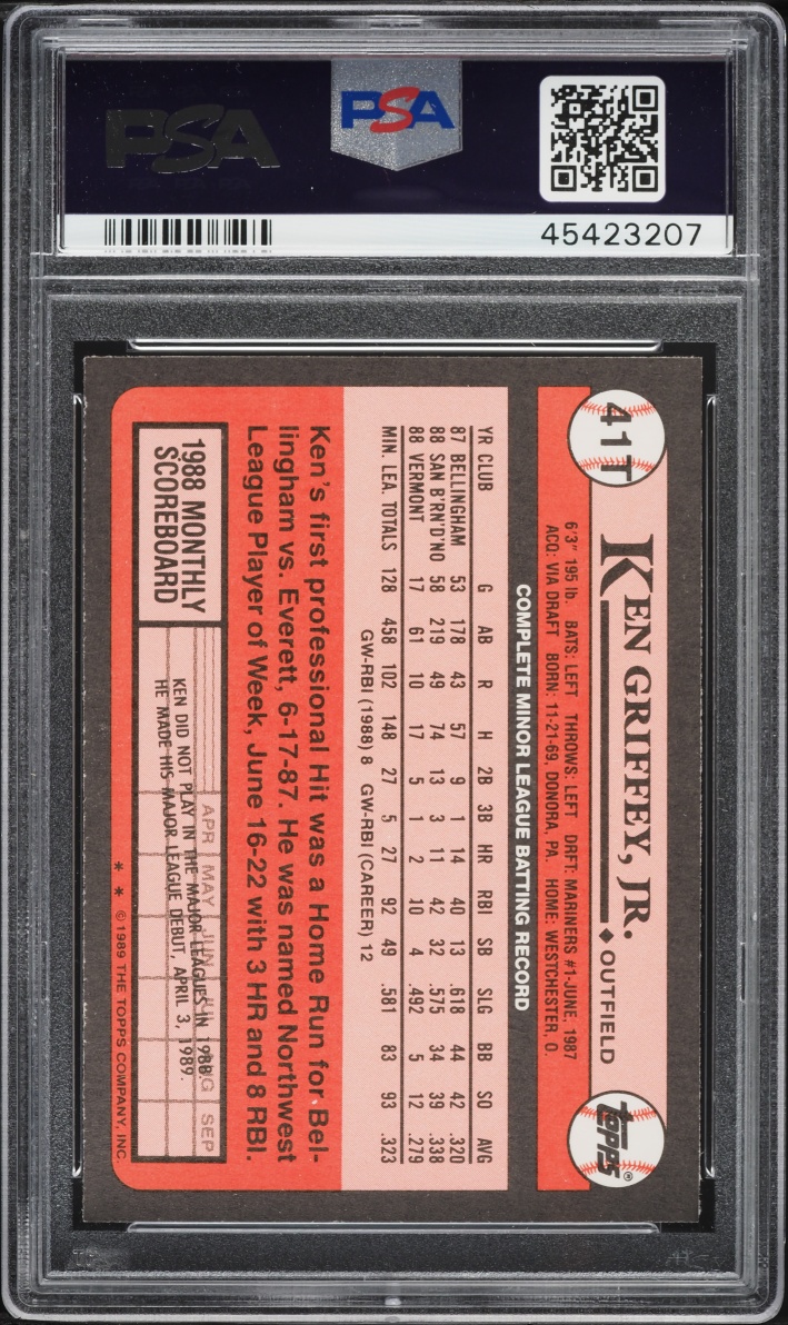 1989 Topps Traded Ken Griffey Jr. ROOKIE #41T PSA 10 GEM MINT