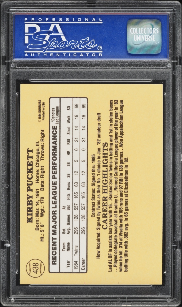 1985 Donruss Kirby Puckett ROOKIE #438 PSA 9 MINT