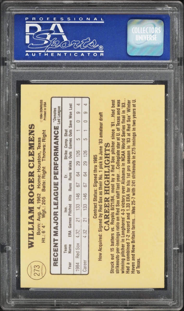 1985 Donruss Roger Clemens ROOKIE #273 PSA 9 MINT