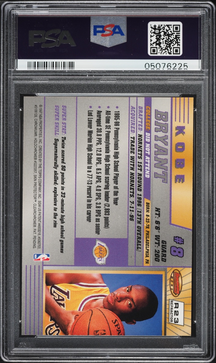 1996 Bowman's Best Refractor Kobe Bryant ROOKIE #R23 PSA 9 MINT