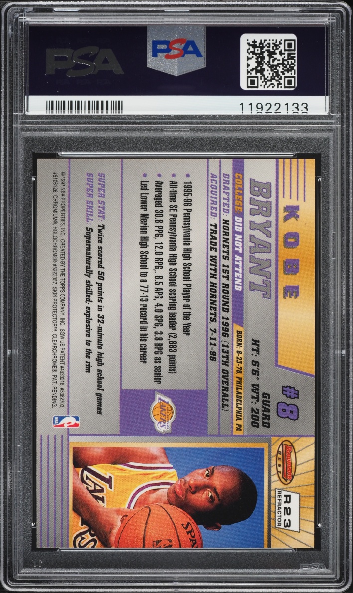 1996 Bowman's Best Refractor Kobe Bryant ROOKIE #R23 PSA 9 MINT