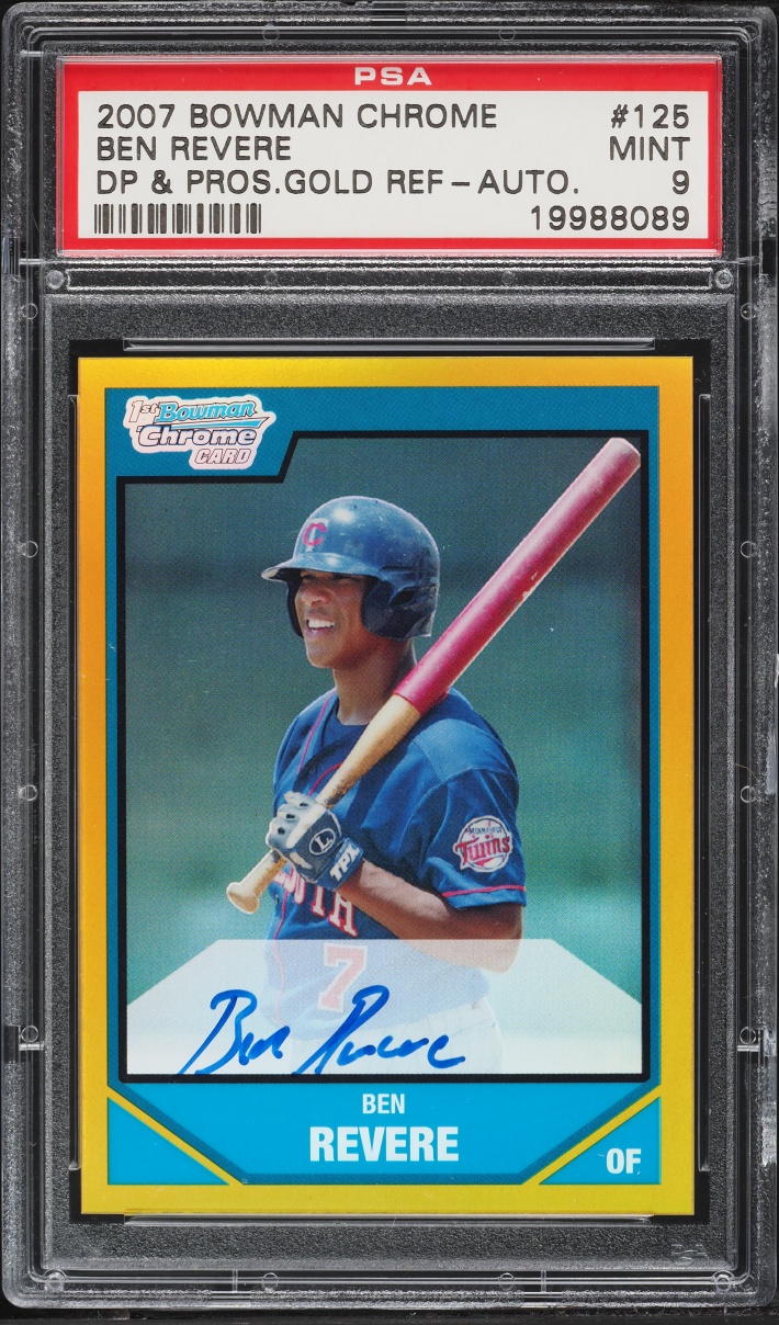 2007 Bowman Chrome Draft Picks & Prospects Gold Refractor Ben Revere PROSPECT AUTO /50 PSA 9