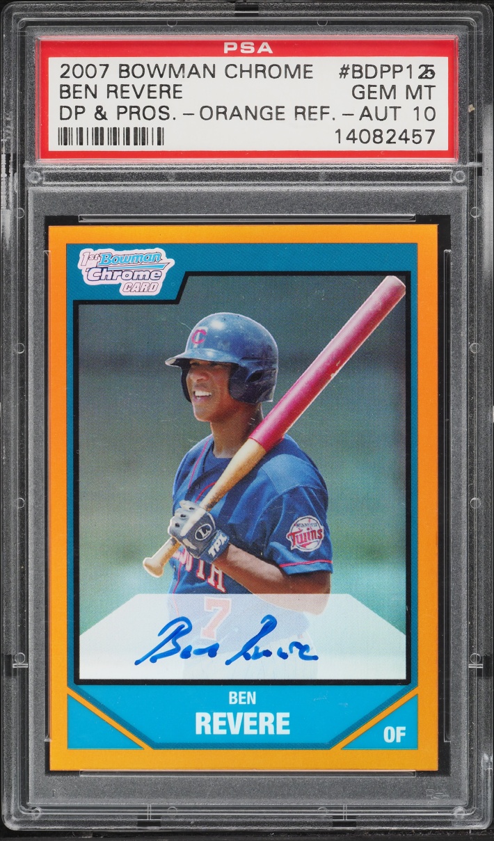 2007 Bowman Chrome Draft Picks & Prospects Orange Ref. Ben Revere PROSPECT AUTO /25 #125 PSA 10