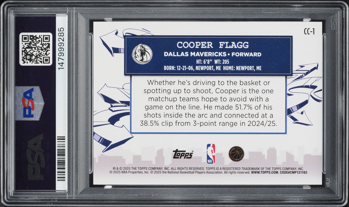 2025 Topps Clutch City Prospects Cooper Flagg ROOKIE #CC-1 PSA 10 GEM MINT