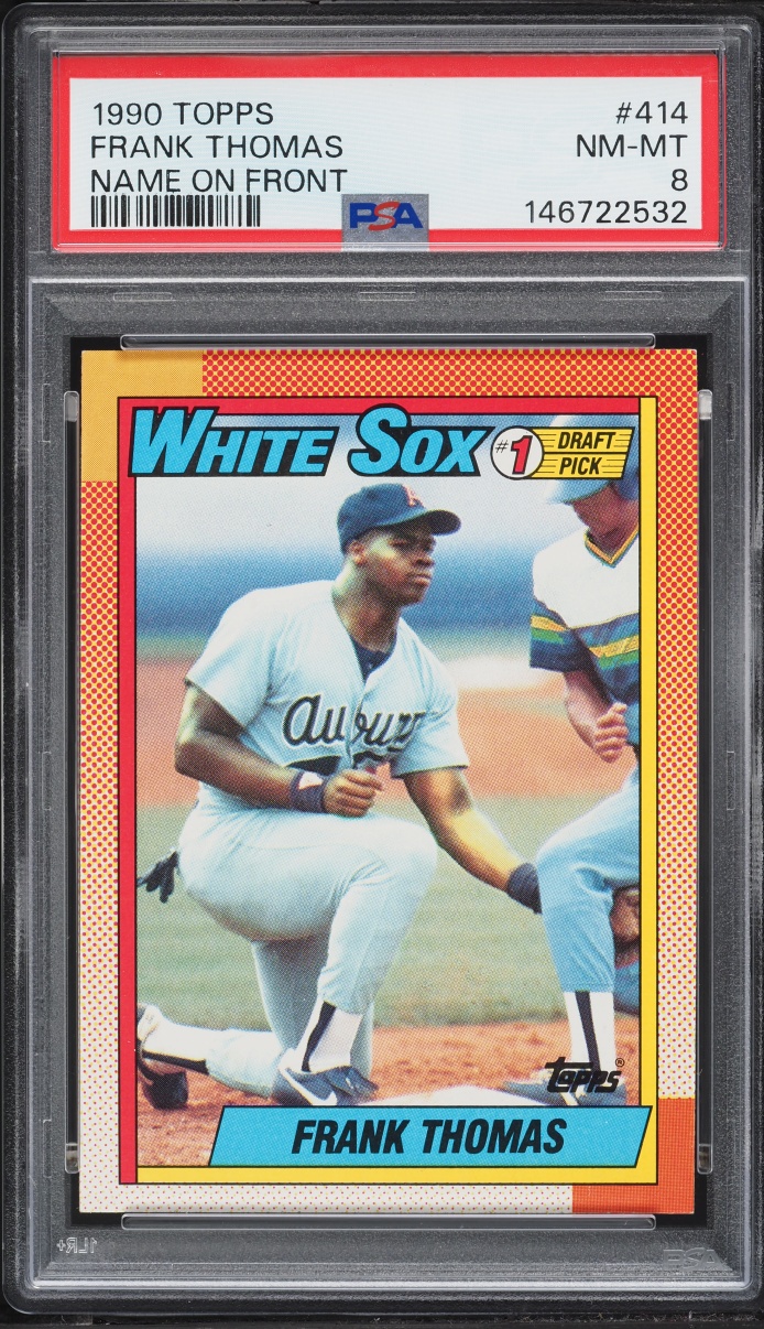 1990 Topps Name On Front Frank Thomas ROOKIE #414 PSA 8 NM-MT