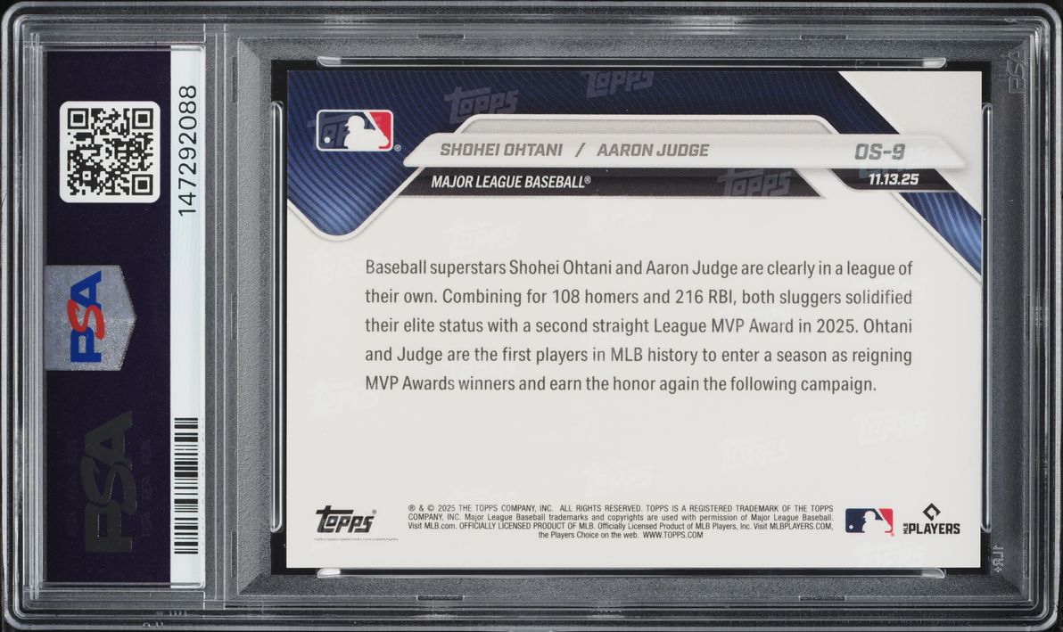 2025 Topps Now Off-Season Shohei Ohtani & Aaron Judge #OS-9 PSA 10 GEM MINT