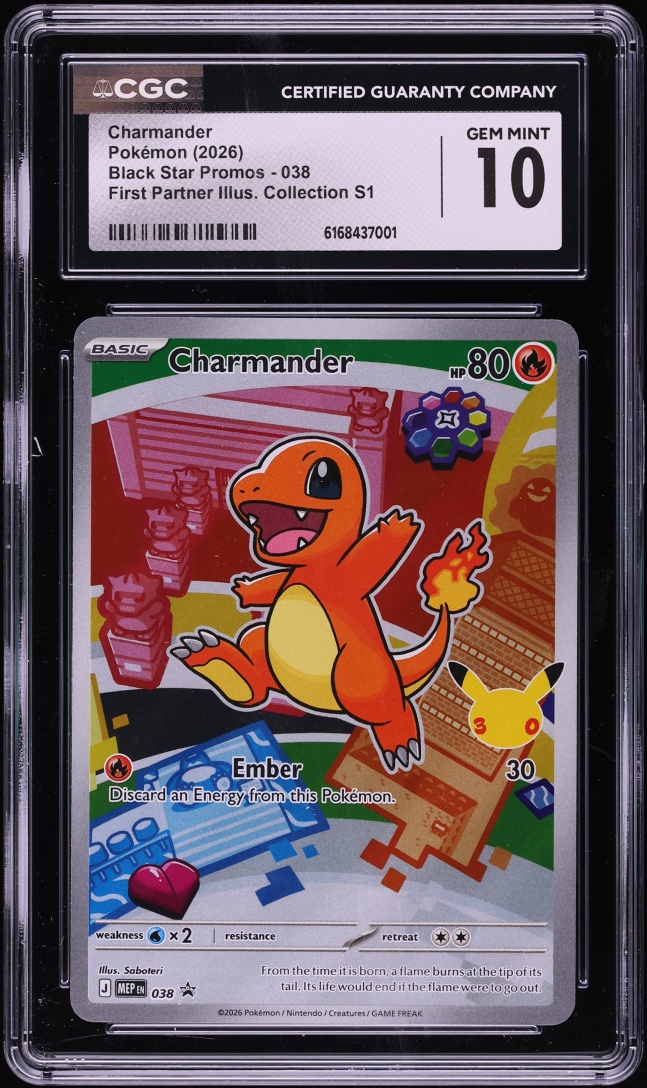 2026 Pokemon Mega Promo First Partner Illustration Full Art Charmander #38 CGC 10 GEM MINT