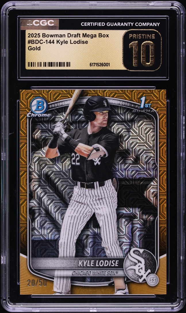 2025 Bowman Draft Mega Box Gold Kyle Lodise PROSPECT /50 #BDC-144 CGC 10 PRISTINE