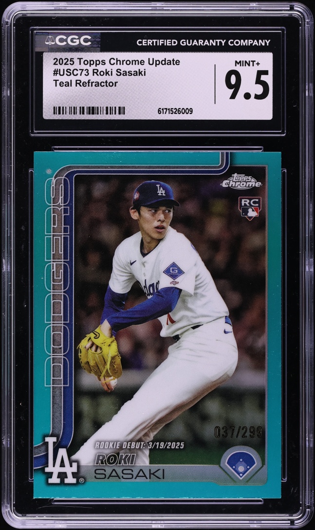 2025 Topps Chrome Update Teal Refractor Roki Sasaki ROOKIE #USC73 CGC 9.5 MINT+