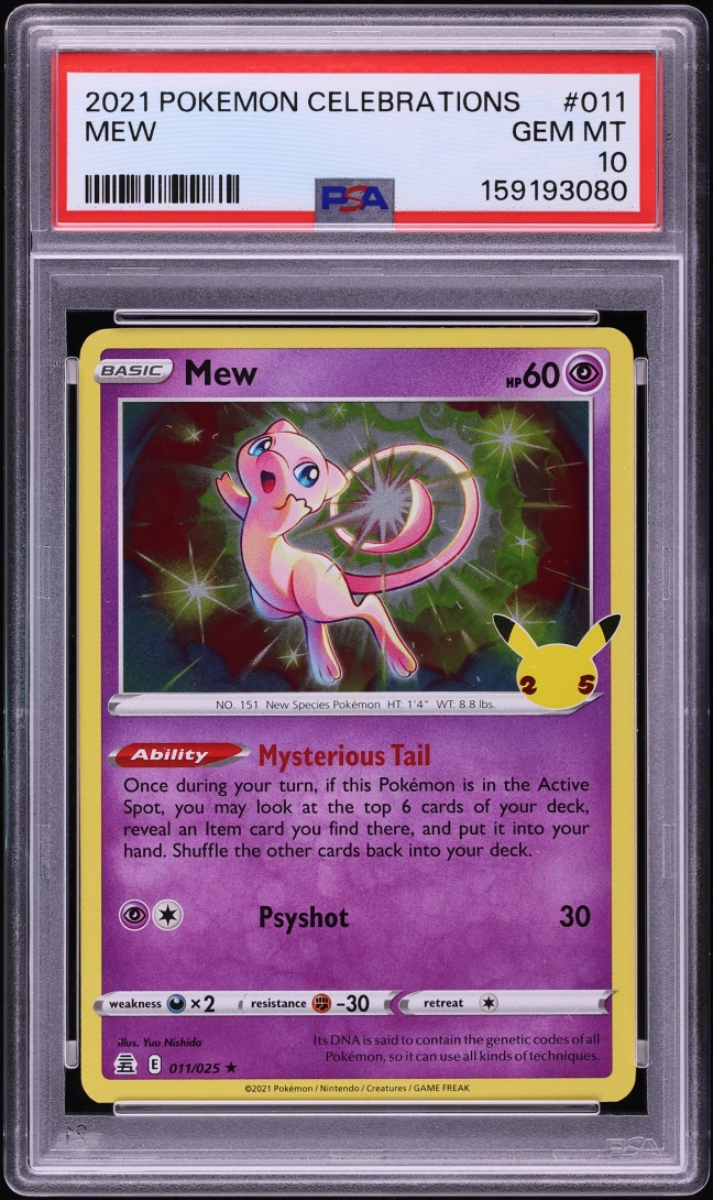 2021 Pokemon Sword & Shield Celebrations Holo Mew #11 PSA 10 GEM MINT