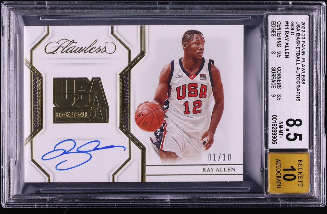 2022 Panini Flawless Usa Basketball Gold Ray Allen AUTO 1/10 #11 BGS 8.5 NM-MT+