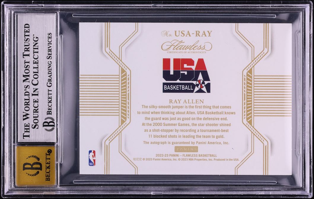 2022 Panini Flawless Usa Basketball Gold Ray Allen AUTO 1/10 #11 BGS 8.5 NM-MT+