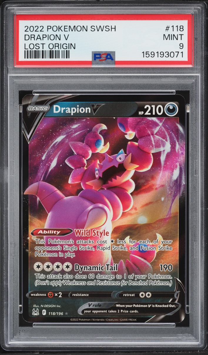 2022 Pokemon Sword & Shield Lost Origin Drapion V #118 PSA 9 MINT