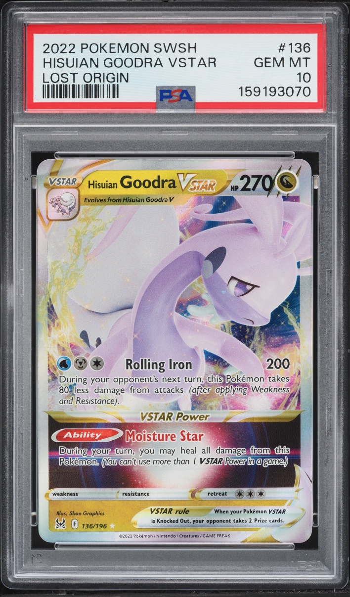 2022 Pokemon Sword & Shield Lost Origin Holo Hisuian Goodra VSTAR #136 PSA 10 GEM MINT