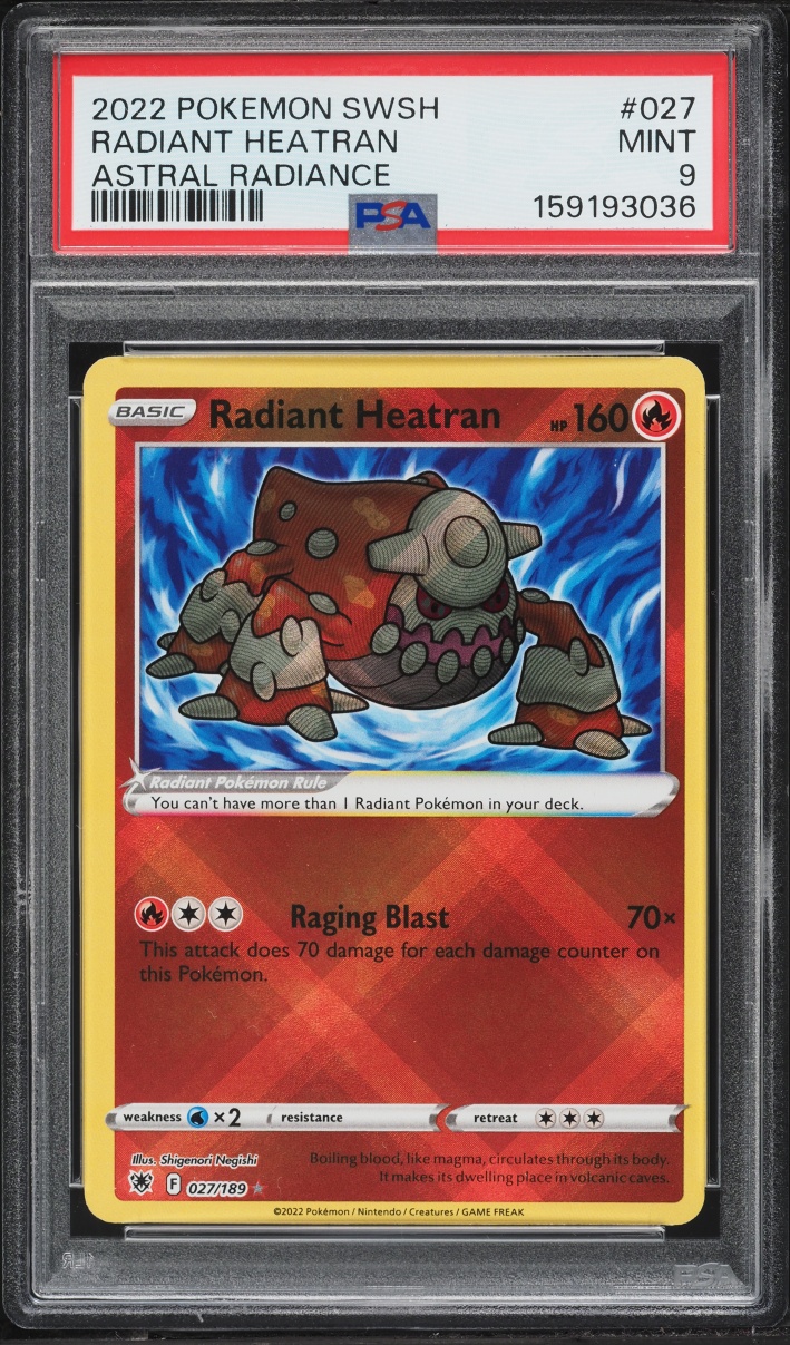 2022 Pokemon Sword & Shield Astral Radiance Holo Radiant Heatran #27 PSA 9 MINT