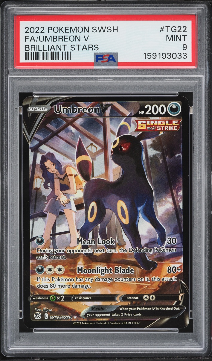 2022 Pokemon Sword & Shield Brilliant Stars Trainer Gallery CHR Umbreon V #TG22 PSA 9 MINT