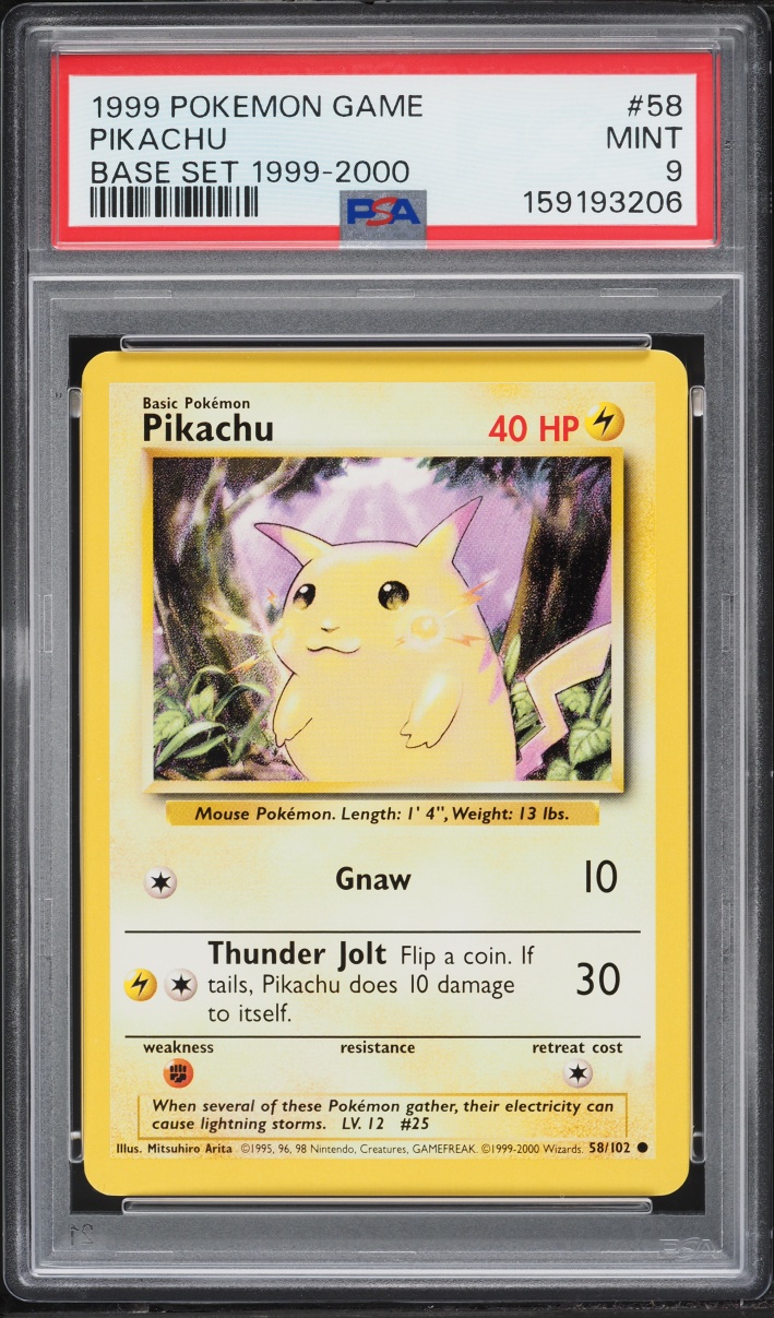 1999 Pokemon Base Set Pikachu #58 PSA 9 MINT