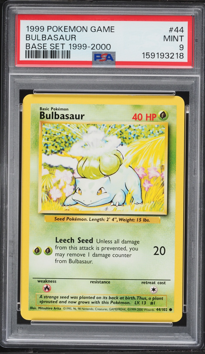1999 Pokemon Base Set Bulbasaur #44 PSA 9 MINT