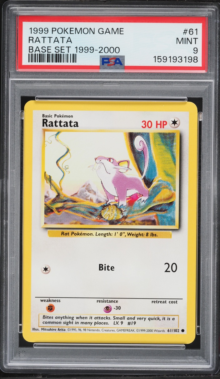 1999 Pokemon Base Set Rattata #61 PSA 9 MINT