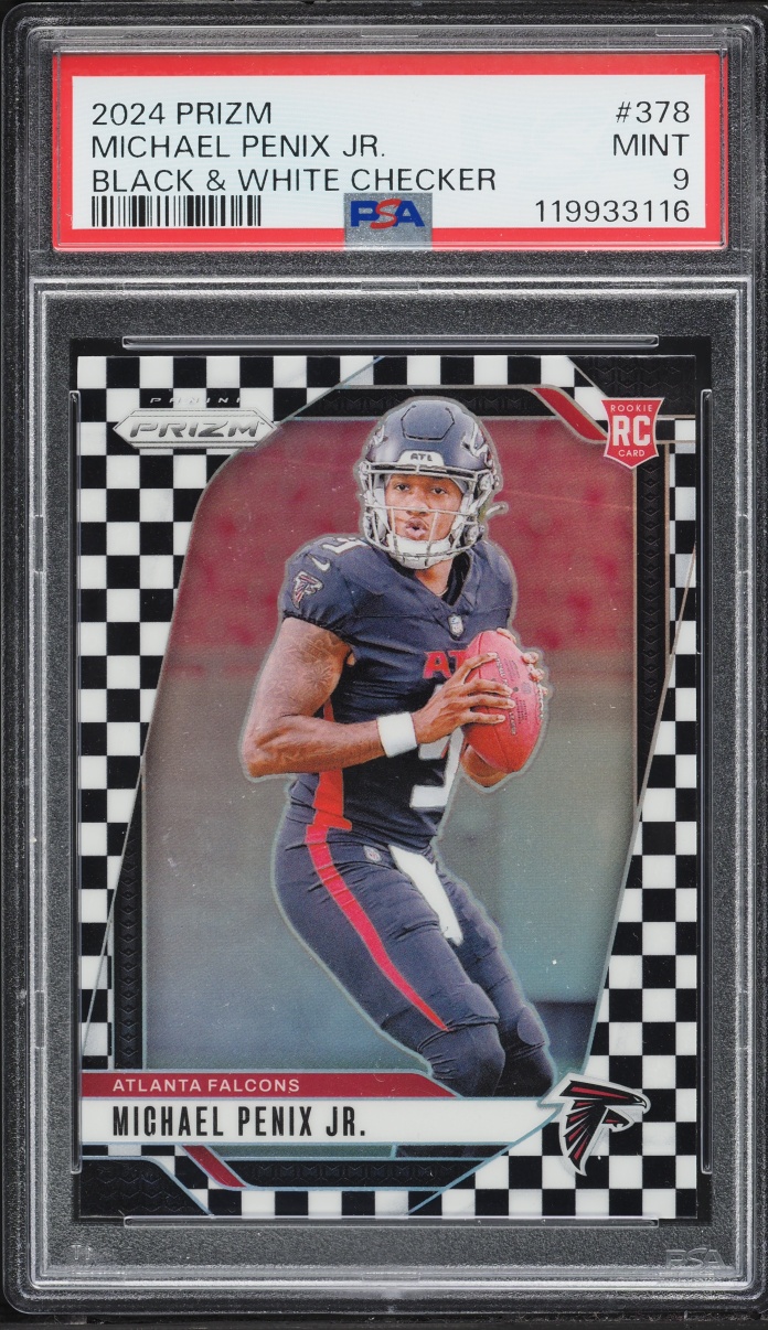 2024 Panini Prizm Black & White Checker Michael Penix Jr. ROOKIE #378 PSA 9 MINT