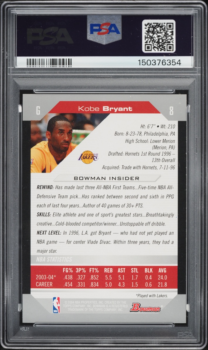 2004 Bowman Kobe Bryant #8 PSA 8 NM-MT