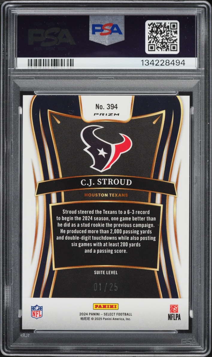2024 Select Suite Level Tie-Dye Prizm Cj Stroud 1/25 #394 PSA 9 MINT