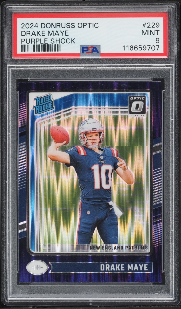 2024 Donruss Optic Purple Shock Drake Maye ROOKIE #229 PSA 9 MINT