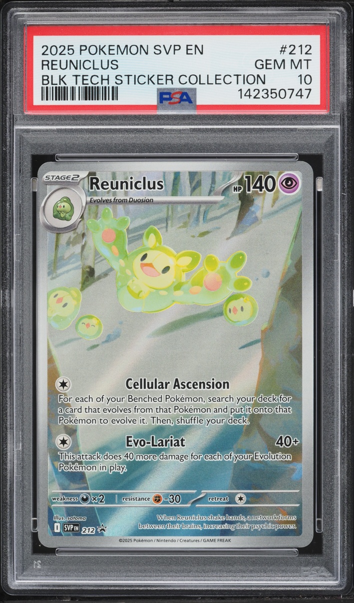 2025 Pokemon SV Promo Black Tech Collection Full Art Reuniclus #212 PSA 10 GEM MINT