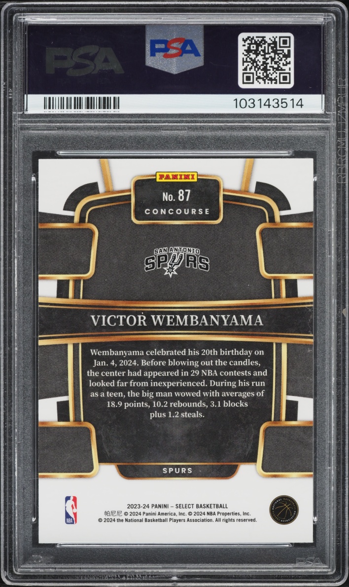 2023 Select Concourse Blue Victor Wembanyama ROOKIE #87 PSA 9 MINT