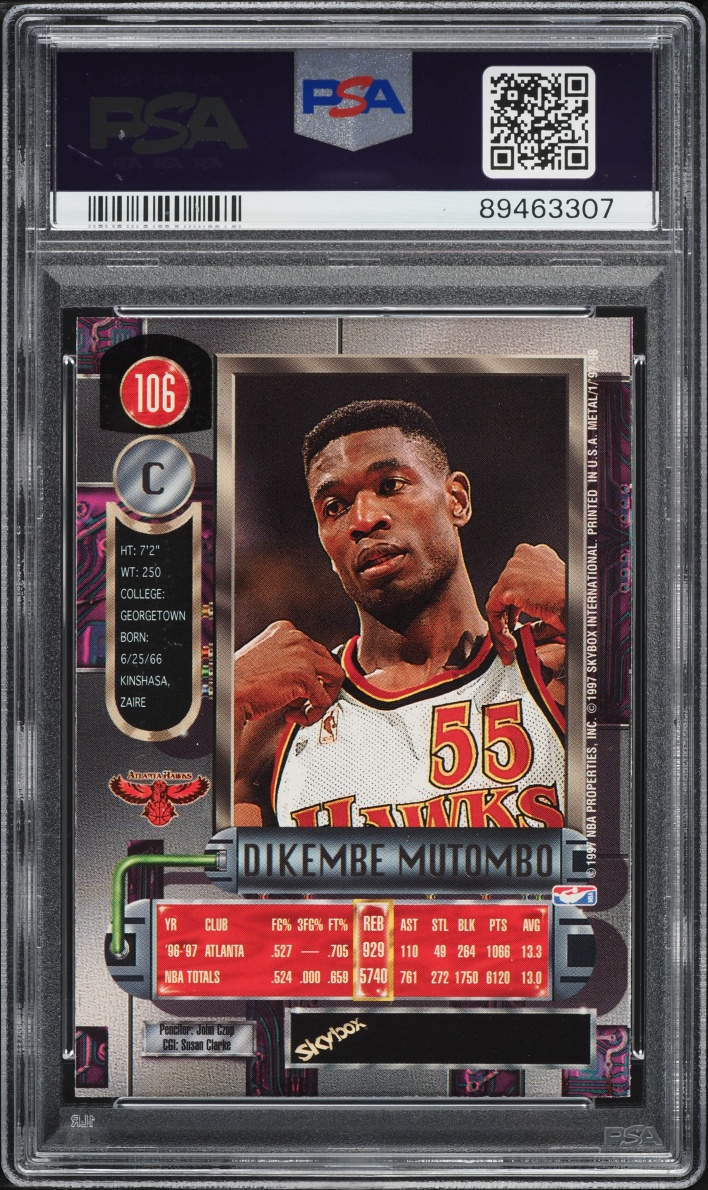 1997 Metal Universe Dikembe Mutombo #106 PSA 8 NM-MT